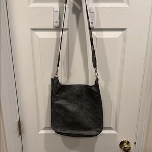 Black Hobo Crossbody Shoulder Bag w/Changeable Straps